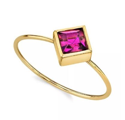 14K vàng đắm hình khối Zirconia Crystal Ring OEM Rhinestone Ring
