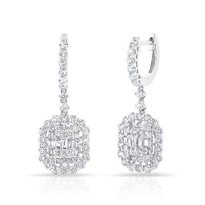 Vòng tai màu trắng CZ 925 Sterling Silver Classic Style cho đính hôn và đám cưới