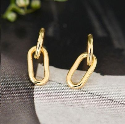 Lễ cưới Đơn giản Bạc Cable Link Stud Bàn tai 30mm Độ cao thiết kế thanh lịch