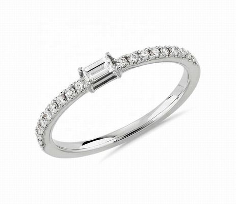 Vật trang sức tốt Nhẫn bạc 925 Sterling với đá xanh hoặc trắng và bọc vàng 18K