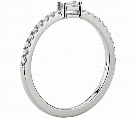 Vật trang sức tốt Nhẫn bạc 925 Sterling với đá xanh hoặc trắng và bọc vàng 18K