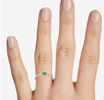 Vật trang sức tốt Nhẫn bạc 925 Sterling với đá xanh hoặc trắng và bọc vàng 18K