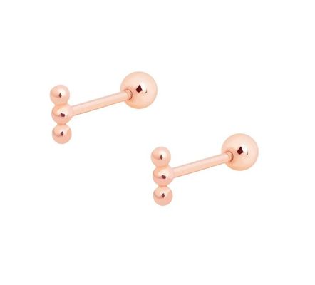 Mini Beaded Barbell Bạc Stud tai với ốc trở lại 925 Sterling bạc