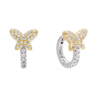 Mini Summer Butterfly White CZ Huggies 925 Bàn tai bạc Sterling