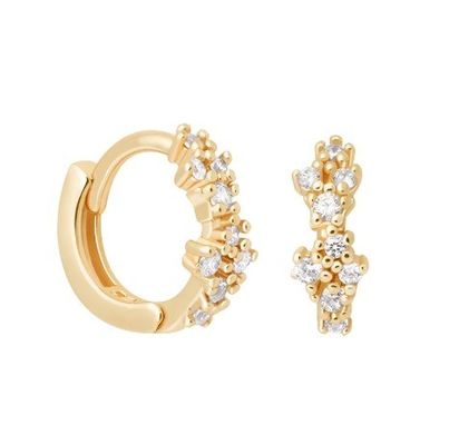 Hoa hình trắng CZ 925 Sterling Silevr Huggies Băng tai cho phụ nữ