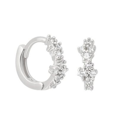 Hoa hình trắng CZ 925 Sterling Silevr Huggies Băng tai cho phụ nữ