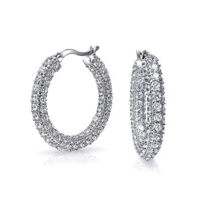 925 Sterling Silver Bridal Pave White CZ Hoop Bàn tai cho cô dâu thời trang