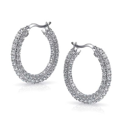 925 Sterling Silver Bridal Pave White CZ Hoop Bàn tai cho cô dâu thời trang
