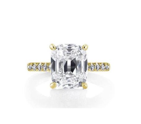 Nhẫn đính hôn bạc trắng CZ 925 Sterling 18K Baguette được mạ vàng