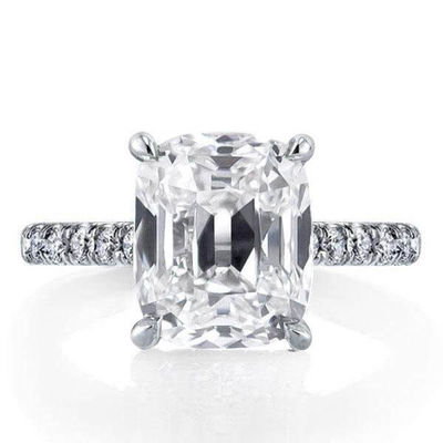 Nhẫn đính hôn bạc trắng CZ 925 Sterling 18K Baguette được mạ vàng