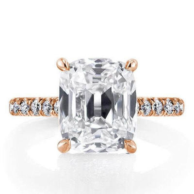 Nhẫn đính hôn bạc trắng CZ 925 Sterling 18K Baguette được mạ vàng