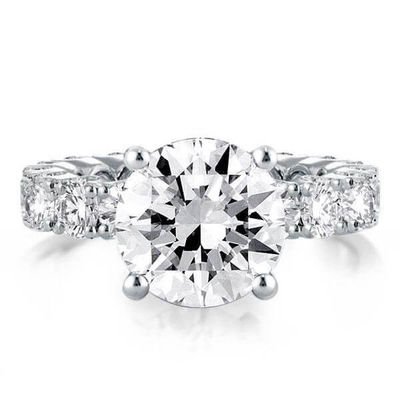 18K vàng trắng Zircon Eternity Band 925 Sterling bạc nhẫn đính hôn