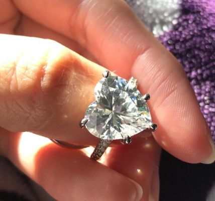 Công nghệ Micro Insert Inlay Heart Cut CZ Stone 925 Sterling Silver nhẫn đính hôn