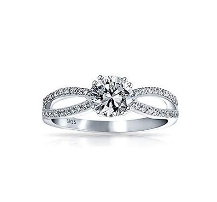 925 Sterling Silver Ring Micron Pave White Gold Plated cho phụ nữ Hôn nhân
