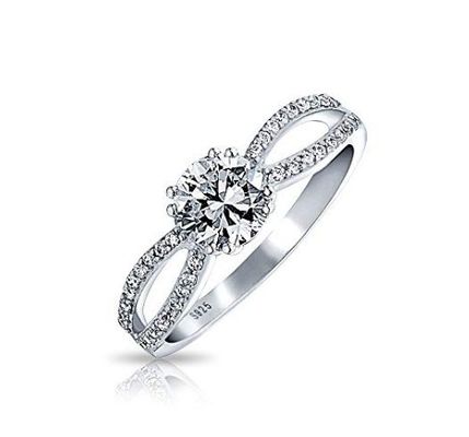 925 Sterling Silver Ring Micron Pave White Gold Plated cho phụ nữ Hôn nhân