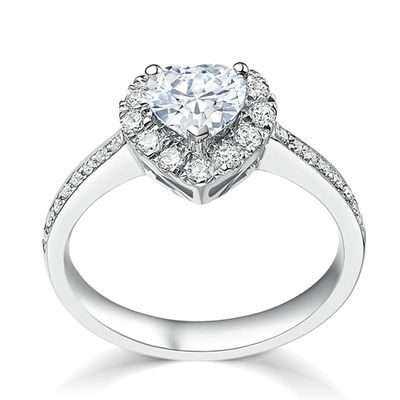 Đồng Creative Heart Shape Clear CZ 925 Sterling Silver Eternity Band nhẫn cho phụ nữ đồ trang sức