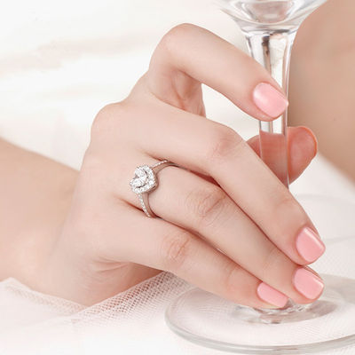 Đồng Creative Heart Shape Clear CZ 925 Sterling Silver Eternity Band nhẫn cho phụ nữ đồ trang sức