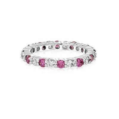 Chiếc nhẫn Eternity Silver 925 với vàng hồng và viên đá sinh nhật CZ