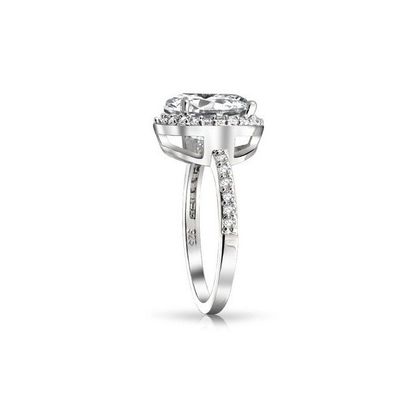 925 Sterling bạc 10mm trắng CZ Solitaire nhẫn đính hôn với đá chính kích thước 10mm