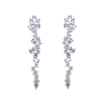 Cluster Drop Bridal Statement Bàn tai màu trắng cubic Zircon đồng Bàn tai tùy chỉnh