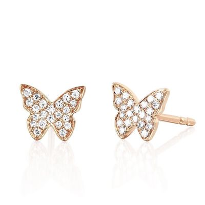Hoa tai đính bướm mạ vàng 18K thủ công với viền đá trắng và đá ZIRCON