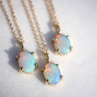 Tay làm 18K vàng bọc dây chuyền Prong thiết lập Opal đá 925 bạc vòng cổ