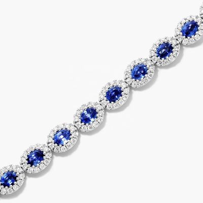 5.7mm Chiếc vòng tay quần vợt Zircon Oval Emerald White 14K Gold Bracelet Phụ nữ