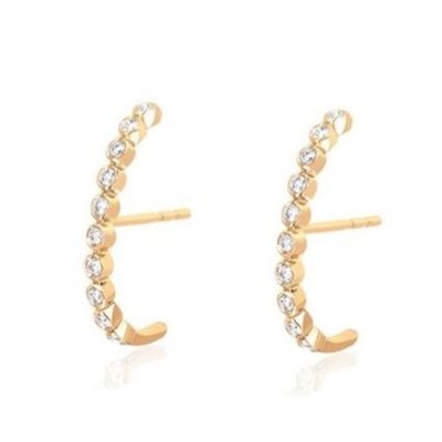 18K vàng bọc Bezel thiết lập màu trắng hình khối Zircon Stud Bàn tai cho phụ nữ