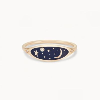 Bàn tay 18K vàng bọc nửa đêm xanh men 925 Sterling bạc tròn huy hoàng CZ đắp nhẫn cho các cô gái