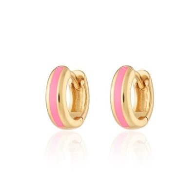 925 Logo tùy chỉnh 18K vàng mạ mịn màu hồng Huggie Bàn tai cho phụ nữ Chick nhìn