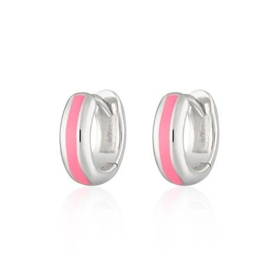 925 Logo tùy chỉnh 18K vàng mạ mịn màu hồng Huggie Bàn tai cho phụ nữ Chick nhìn