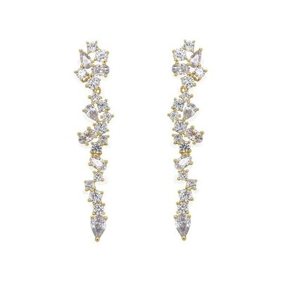Cluster Drop Bridal Statement Bàn tai màu trắng cubic Zircon đồng Bàn tai tùy chỉnh
