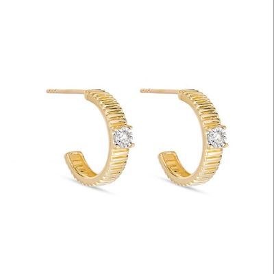 Đàn bà Cubic Zirconia Kim cương Hoop Bàn tai đồng tròn cắt rực rỡ