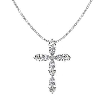 Tùy chỉnh 925 Sterling Silver Cross Necklace 18k Silver Cross And Chain