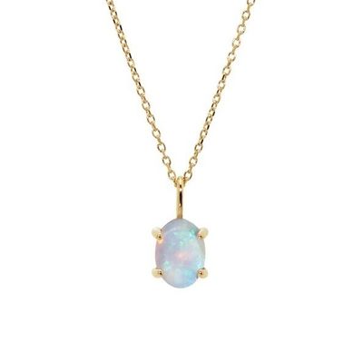 Tay làm 18K vàng bọc dây chuyền Prong thiết lập Opal đá 925 bạc vòng cổ