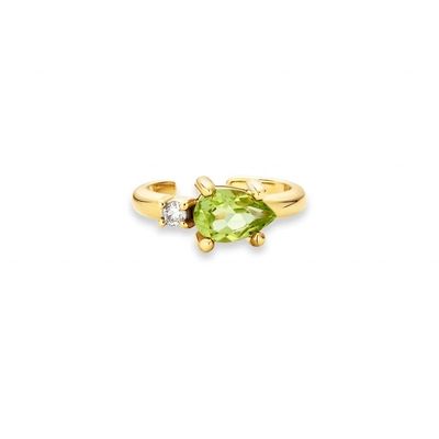 Bông tai CZ Peridot cắt hình quả lê mạ vàng 18K làm từ bạc Sterling 925 thời trang hợp xu hướng