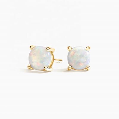 Hoa tai đính đá Opal vàng 18K 6MM dành cho phụ nữ và trẻ em gái Trang sức cao cấp