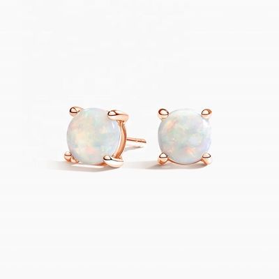 Hoa tai đính đá Opal vàng 18K 6MM dành cho phụ nữ và trẻ em gái Trang sức cao cấp