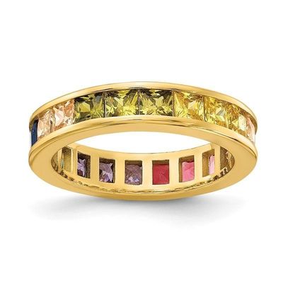 Vòng đính hôn màu sắc hình khối Zircon Eternity cho phụ nữ 925 bạc thân thiện với môi trường