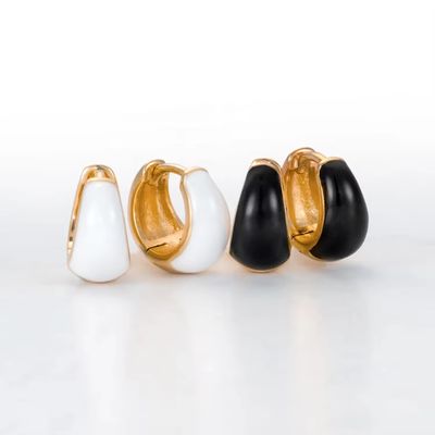 Trang sức cao cấp tùy chỉnh cho phụ nữ S925 Bạc 18K Vàng Mái vòm đậm Men nhiều màu Bông tai nhỏ Huggie