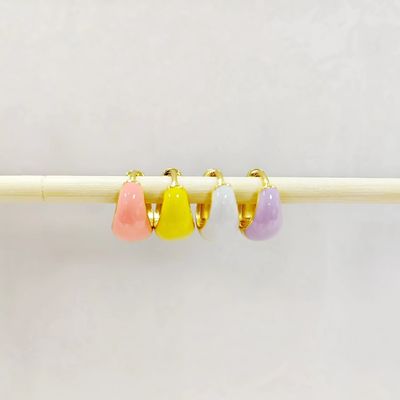 Trang sức cao cấp tùy chỉnh cho phụ nữ S925 Bạc 18K Vàng Mái vòm đậm Men nhiều màu Bông tai nhỏ Huggie
