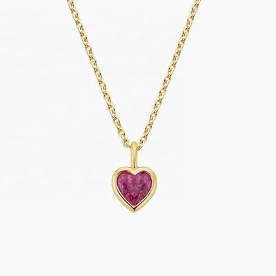 cổ điển 925 Sterling bạc hình trái tim Emerald Bezel cổ dây chuyền