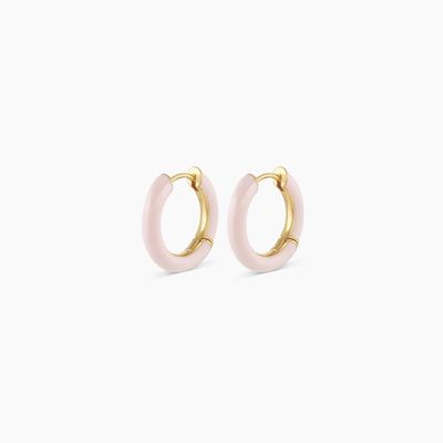 Logo tùy chỉnh Chunky 18K vàng bọc vòng tròn màu mịn màu 925 Sterling Silver Huggies Bàn tai