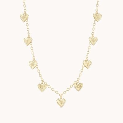 14K vàng tráng thời trang đa hình trái tim Charm nữ kim loại vòng cổ