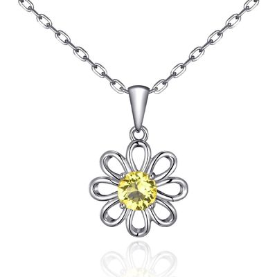 925 Sterling bạc hoa hướng dương dây chuyền trang sức thiết kế vàng cubic Zircon
