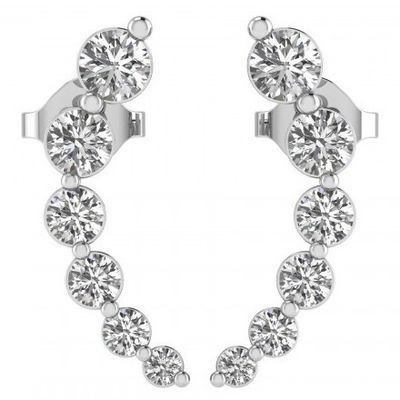 Tay làm trắng hình khối Zircon Crawler 925 Sterling bạc Stud Bàn tai vàng hoa hồng bọc