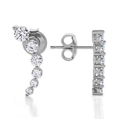 Tay làm trắng hình khối Zircon Crawler 925 Sterling bạc Stud Bàn tai vàng hoa hồng bọc