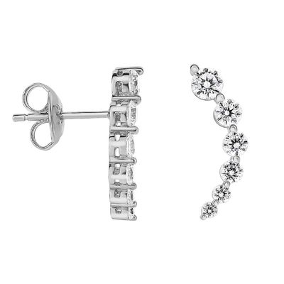 Tay làm trắng hình khối Zircon Crawler 925 Sterling bạc Stud Bàn tai vàng hoa hồng bọc