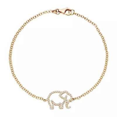 925 Sterling Silver Elephant Bracelet với công nghệ Micro Insert và White Diamond CZ