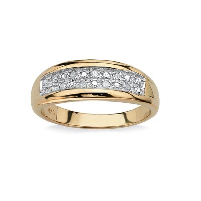 Bạc / đồng đàn ông Prong Set Nhẫn cưới kim cương trong 18k vàng bọc với kim cương Pave